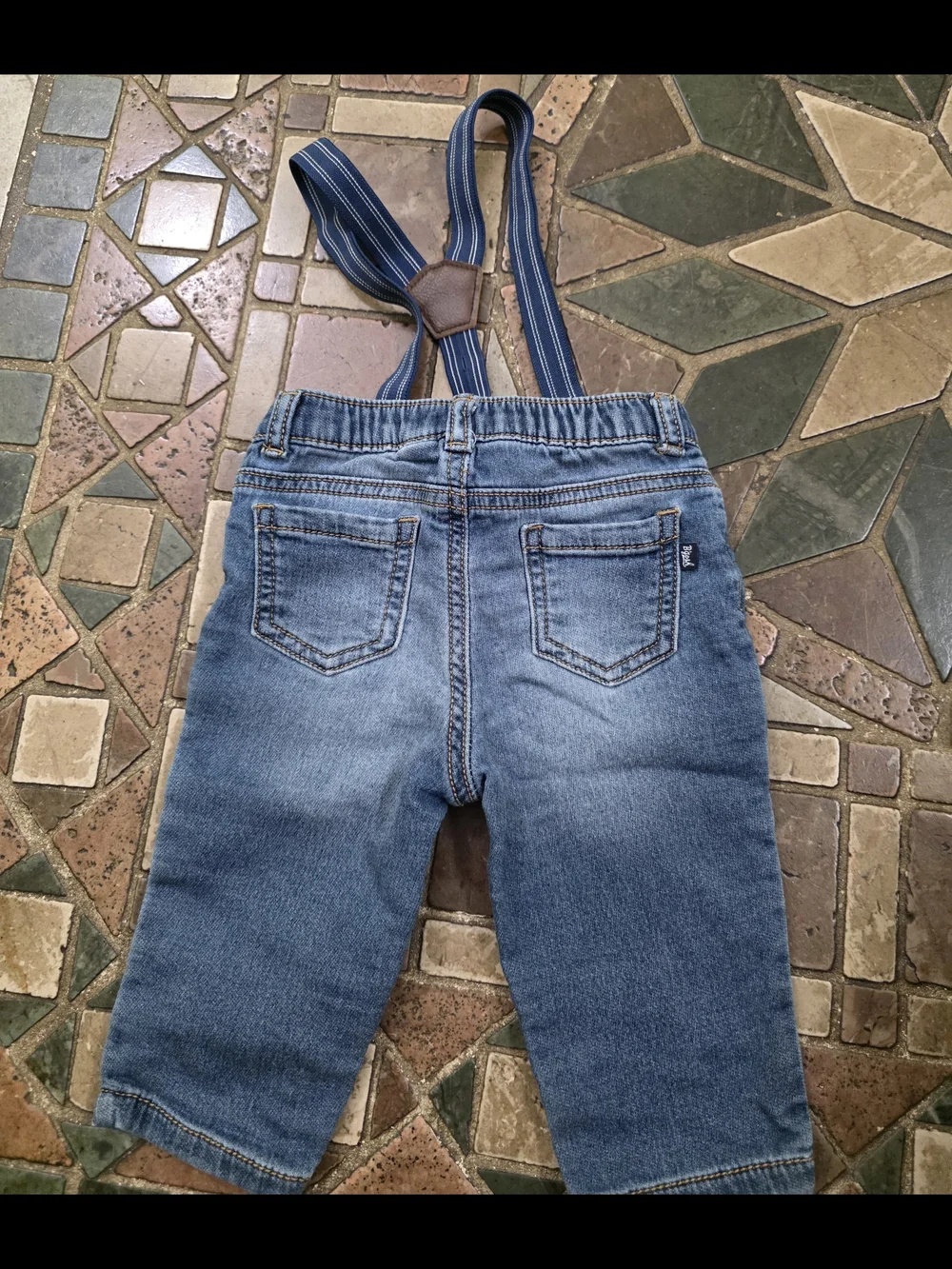 Baby B’gosh Knit Denim Jeans with Suspenders Lot Of 2 3/6  Month